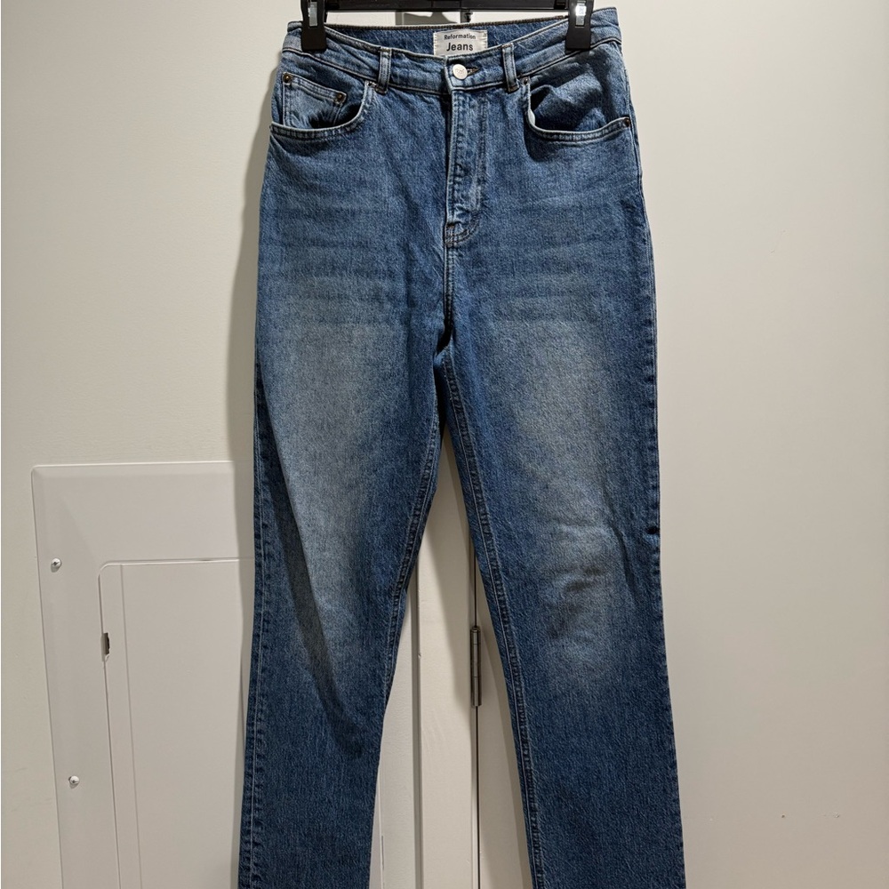 Reformation Women's Straight Leg Blue Jeans